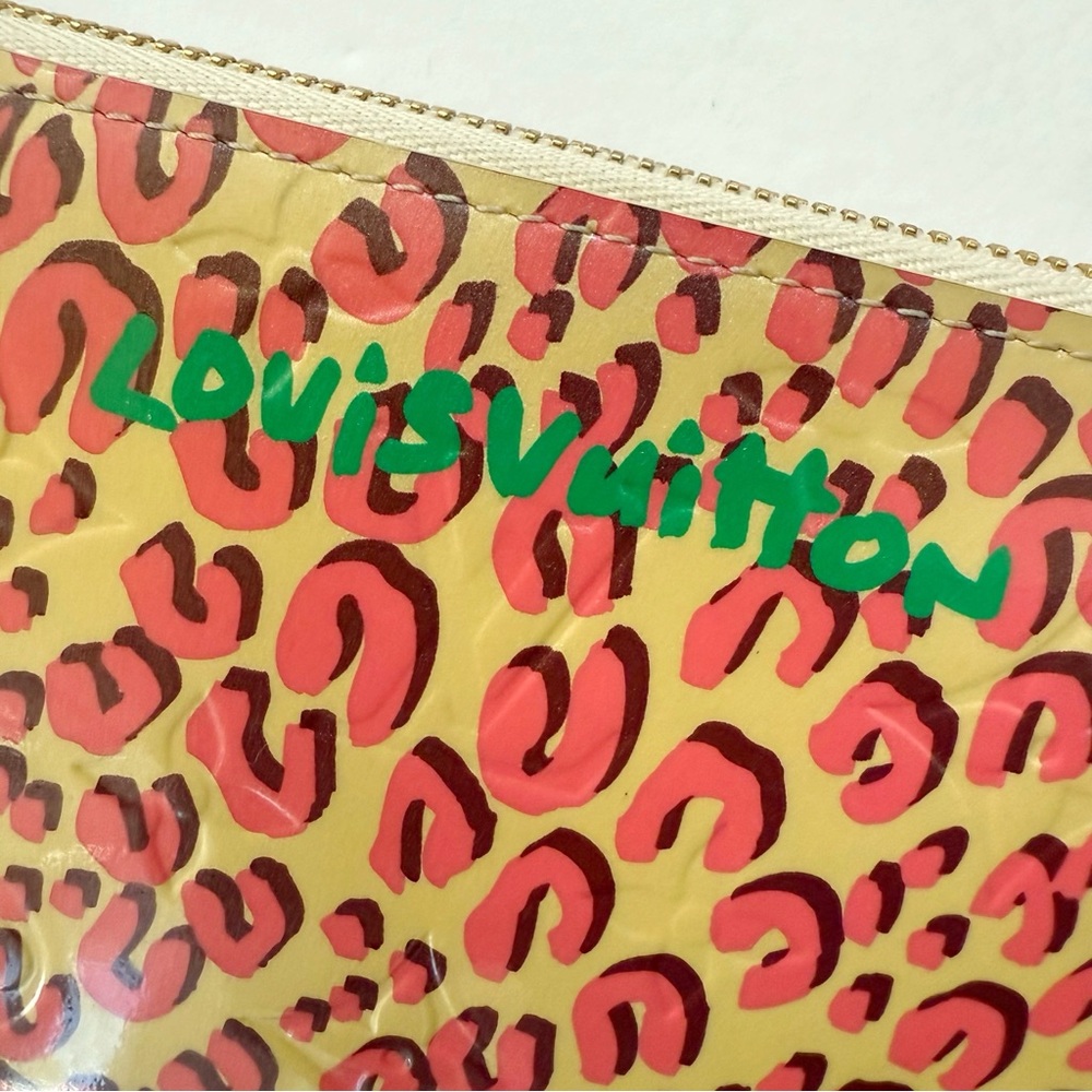 LOUIS VUITTON x STEPHEN SPROUSE CREAM PINK VERNIS LEOPARD ZIPPY LONG WALLET - Picture 4 of 14